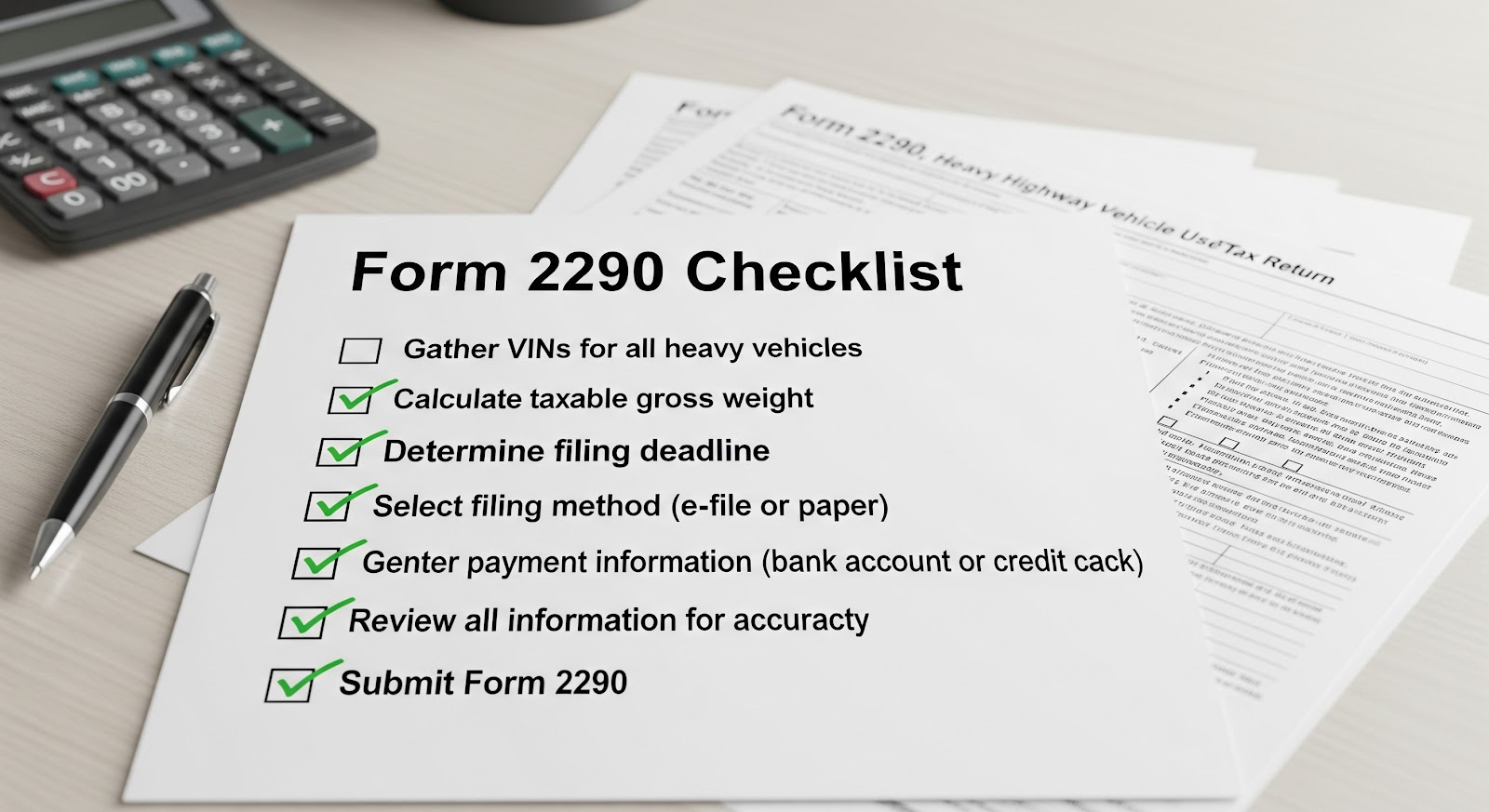 Form 2290 Checklist