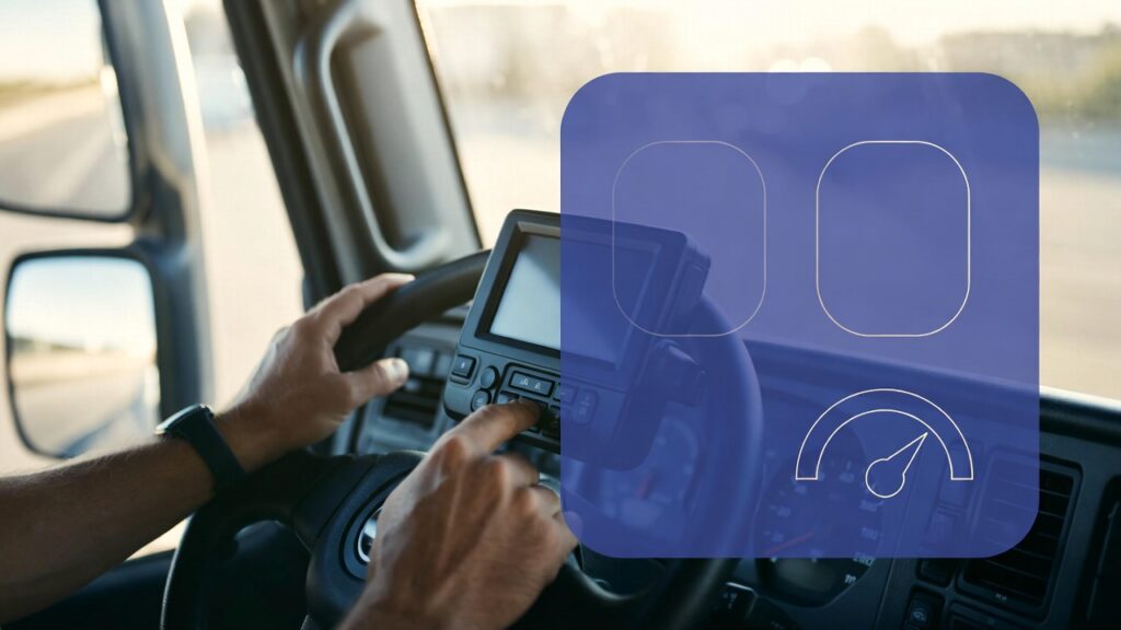 Driver interacting with a digital dashboard for fleet management purposes