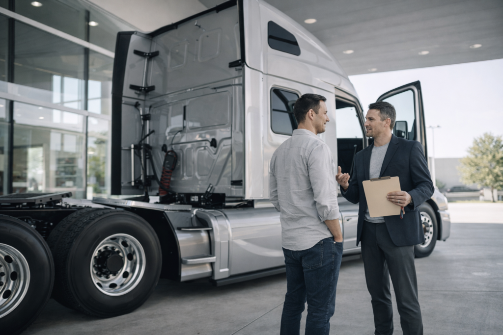 Semi truck discussion at dealership