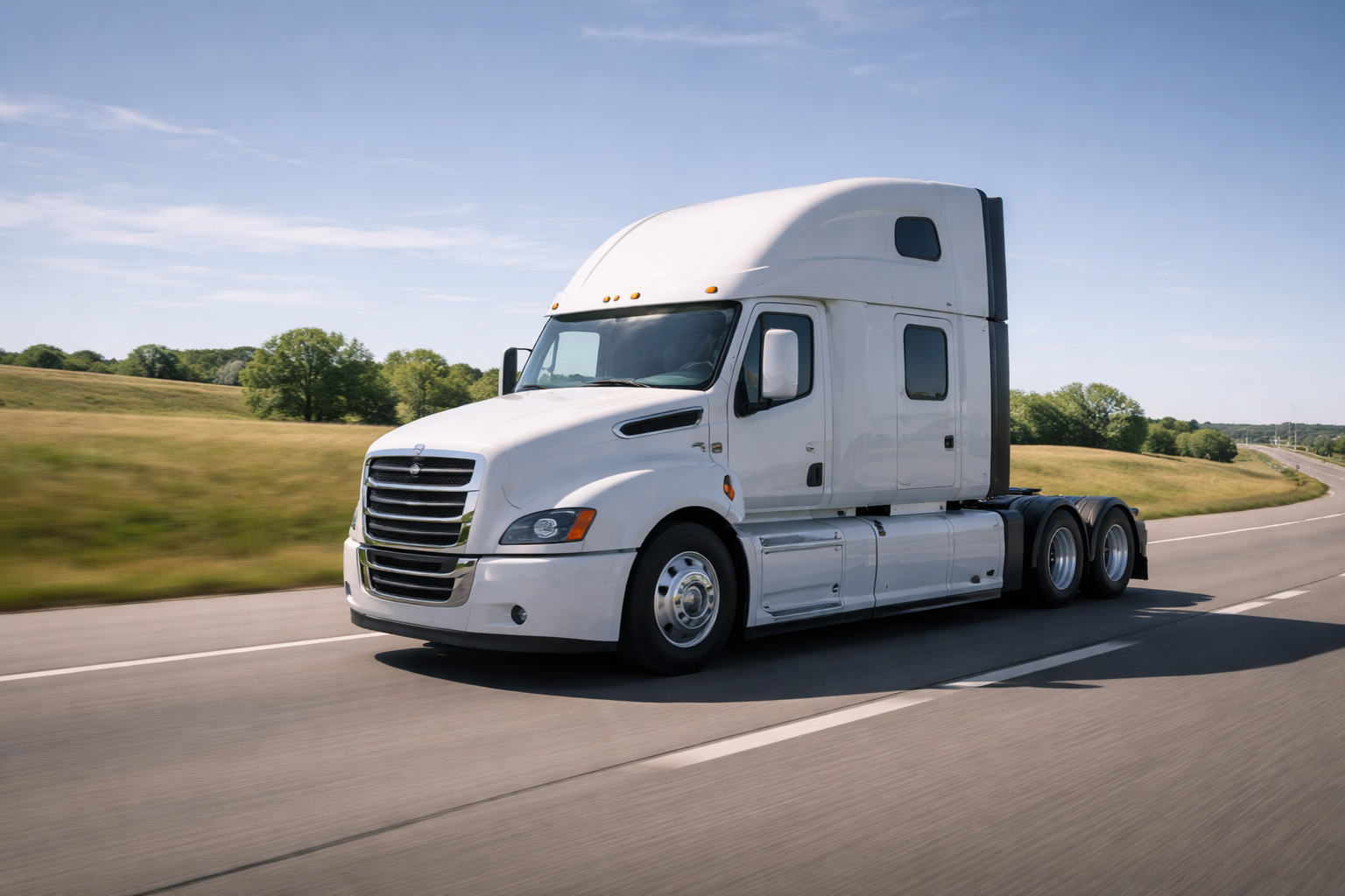 White semi truck on highway