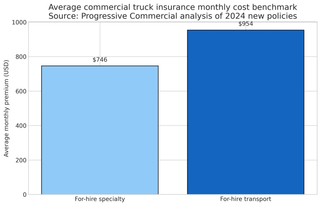 Commercial truck insurance monthly cost benchmark