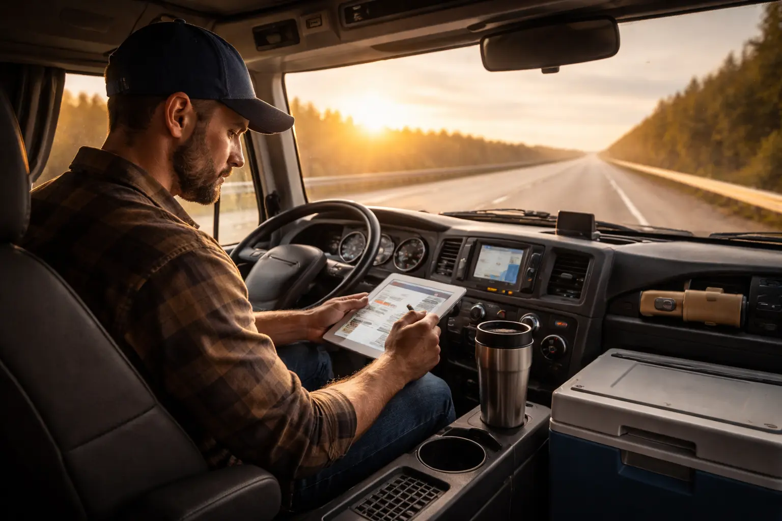 Smartphone showing trucking budget app for truck driver budget tips and expense tracking